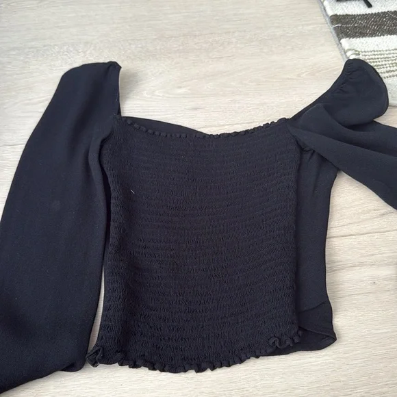 Reformation Black Puff Sleeve Blouse - Picture 3 of 4